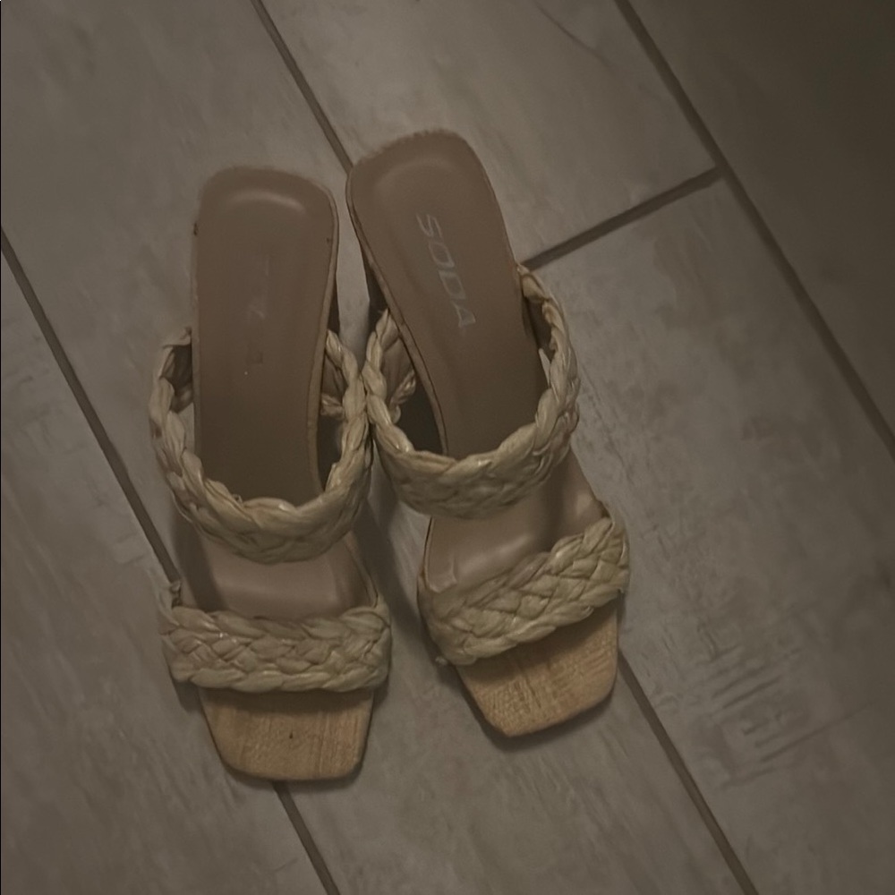 Elegant Cream Braided Women's Sandals - Size 7.5
